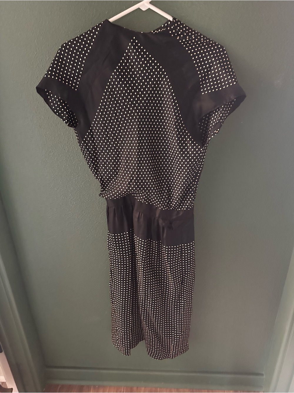 Geoffrey Beene Black and White Polka Dot Midi Silk Dress